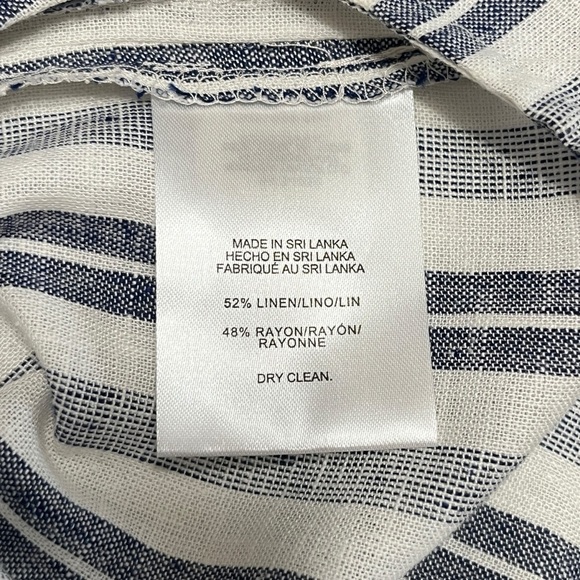 Jones New York Navy & Off-White Striped Linen-blend Shift Dress w/Pockets Sz. 16 - Picture 8 of 9